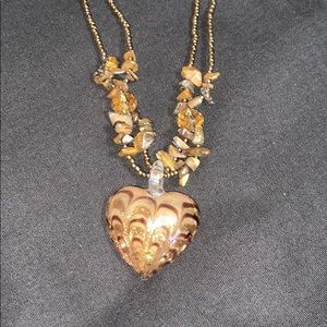 Heart choker brown and gold